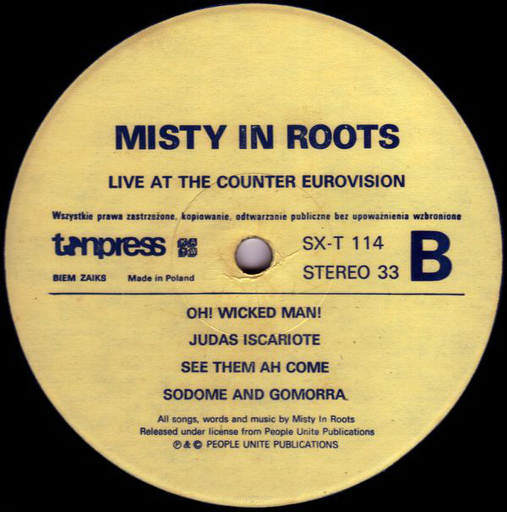 Misty In Roots ‎– Live At The Counter Eurovision 79